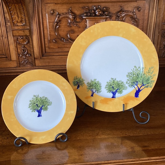 GUY DEGRENNE Ouliveiro Pattern Dinner Plate & Salad Plate - Picture 1 of 15